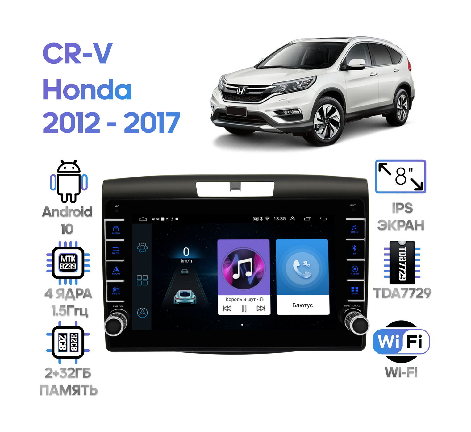 Штатная магнитола Honda CR-V 2012 - 2017 Wide Media LC9419ON-2/32